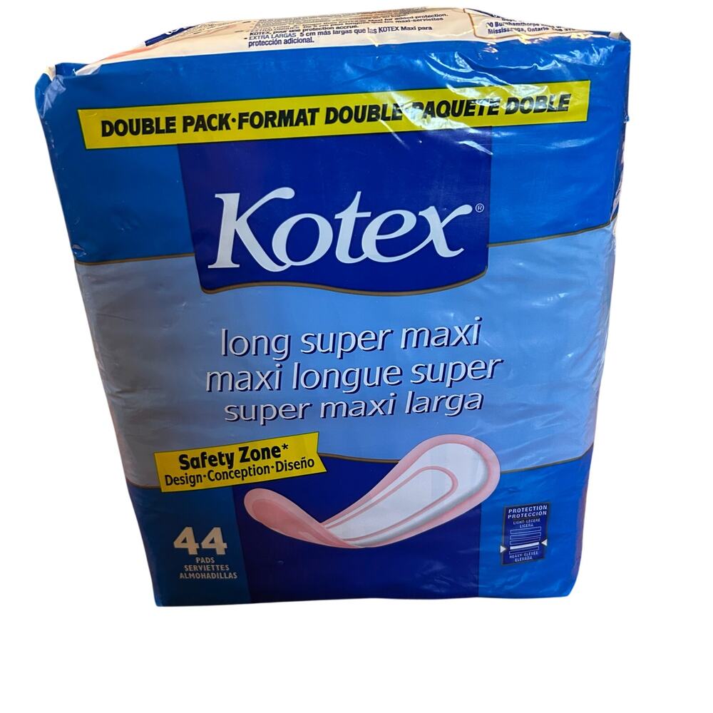 Vintage Kotex Long Super Maxi Pads 1998 Double Pack 44 Sealed Prop Display